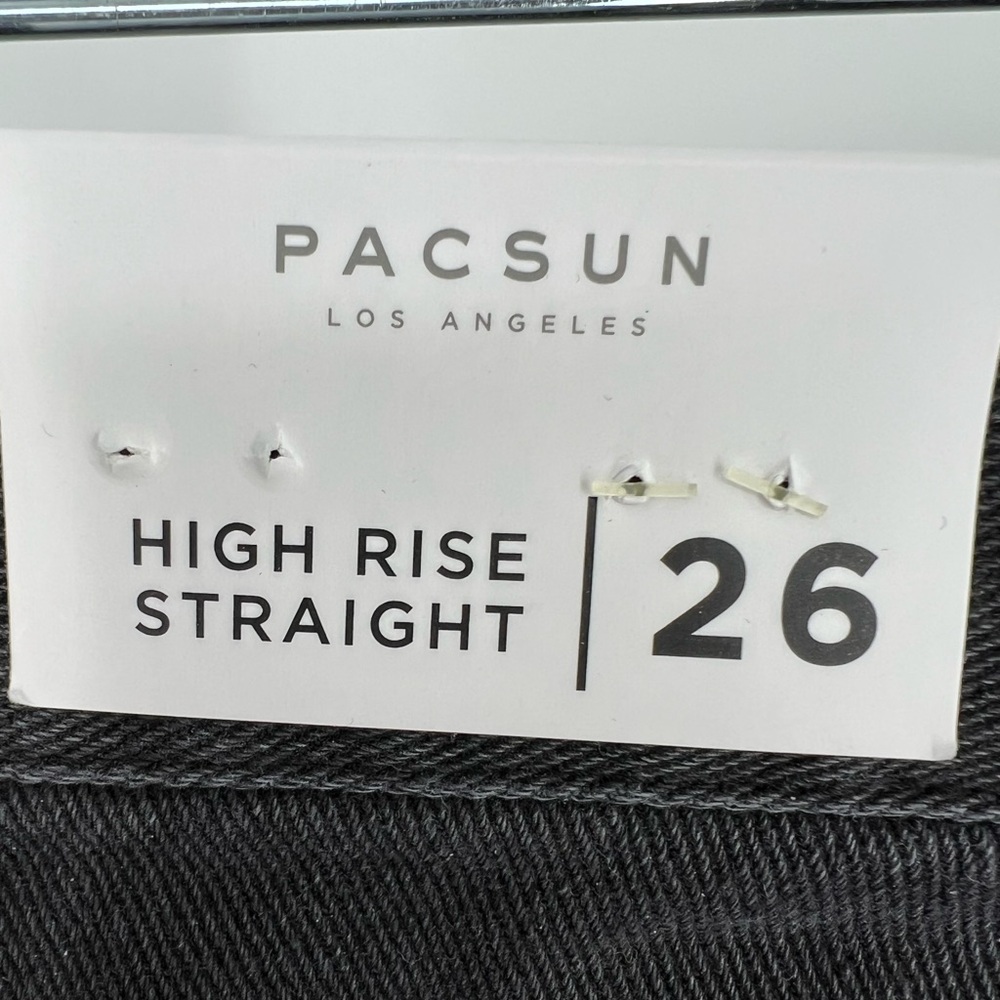 PACSUN BLACK HIGH RISE STRAIGHT RIPPED JEANS - Picture 5 of 10